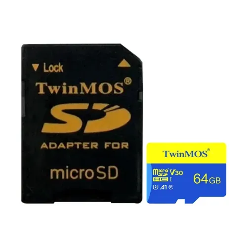 TwinMOS 64GB MicroSDXC UHS-I U3 Class 10 V30 Memory Card with Adapter